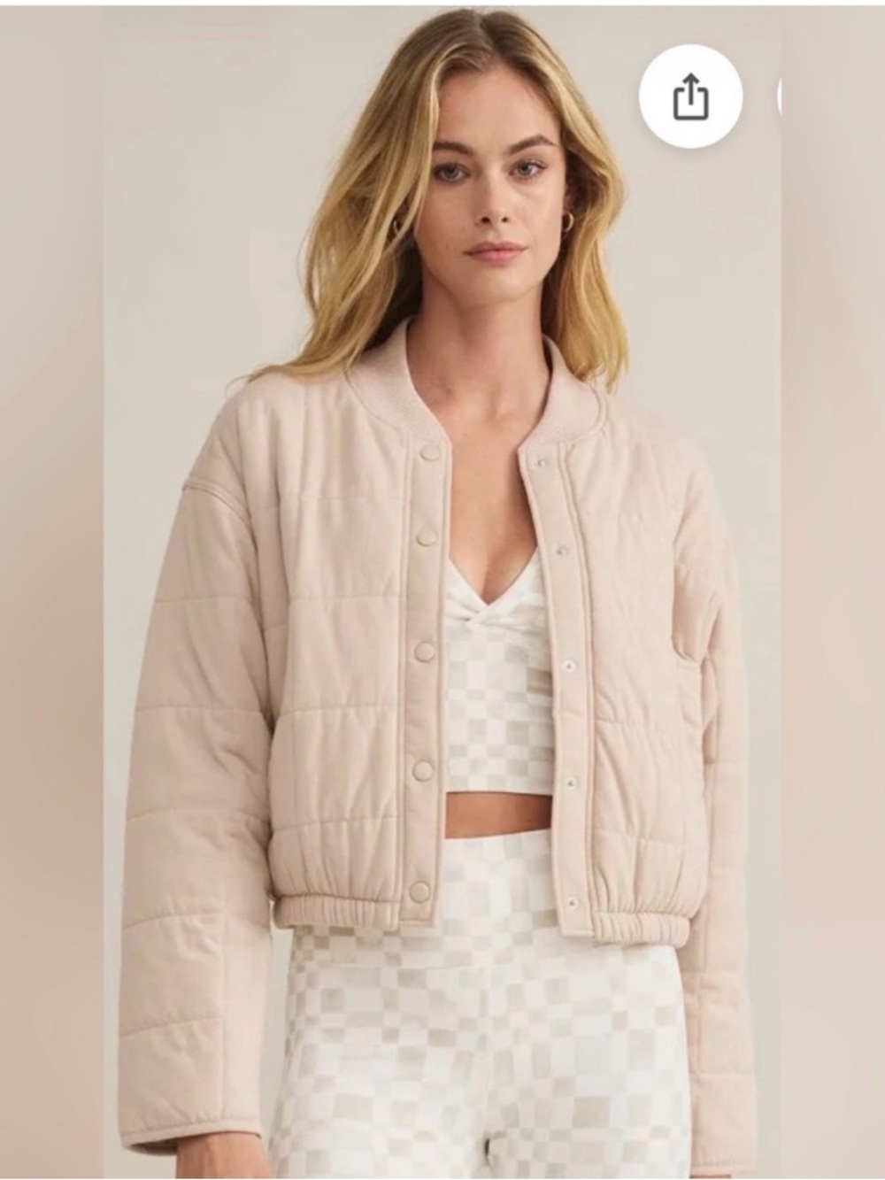 Z Supply Blush Quilted Snap-Front Puffer Jacket